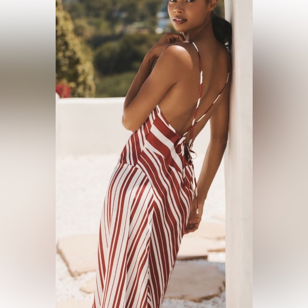 Anthropologie Red and White Striped Midi Dress - Picture 4 of 10